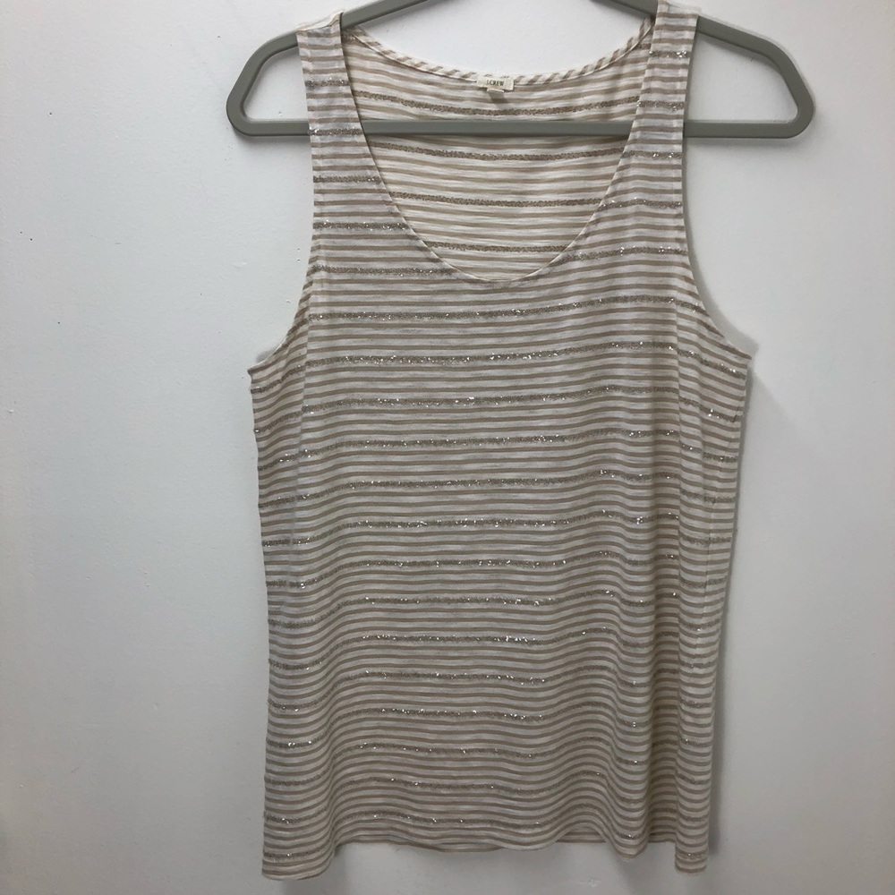 J.Crew Striped Embelleshed Tank Top Womens Size L